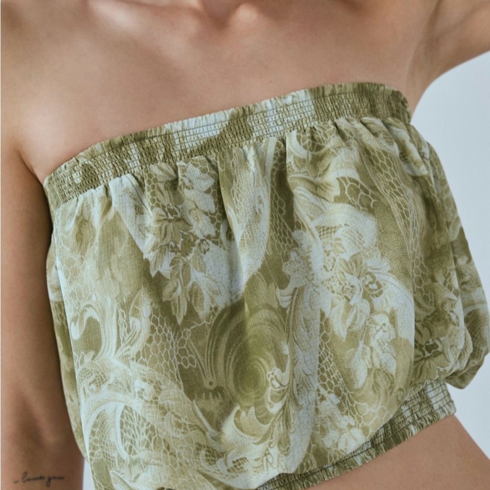 Urban Outfitters Olive Green Strapless Blouse